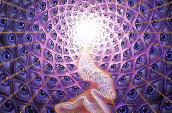 Alex Grey sea of eyes visualisation with DMT