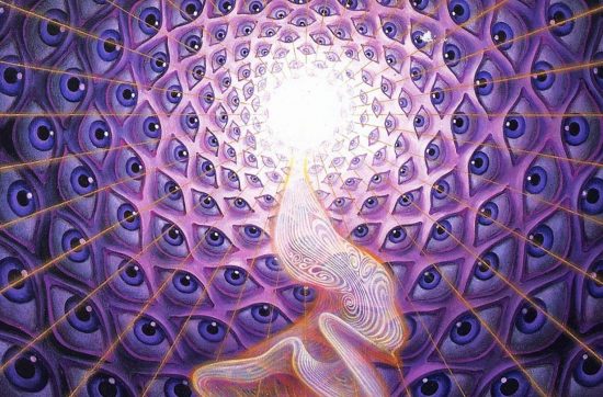 Alex Grey sea of eyes visualisation with DMT