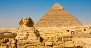 Ancient pyramids of Giza and the Sphinx