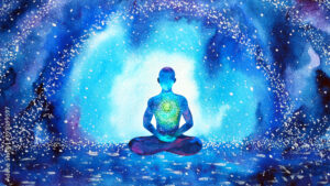Meditation in bubble of light